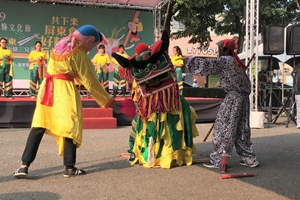 台灣屏東粄條文化節上演客家傳統舞獅技藝