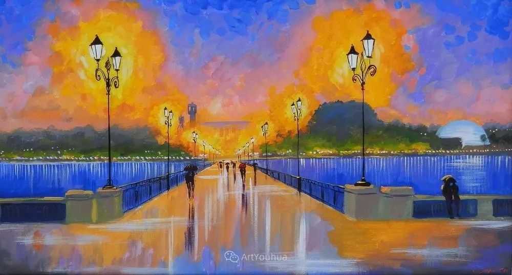 你见过如此浪漫暖心的路灯街景绘画吗?