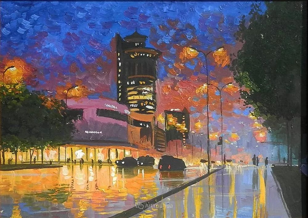 你见过如此浪漫暖心的路灯街景绘画吗?