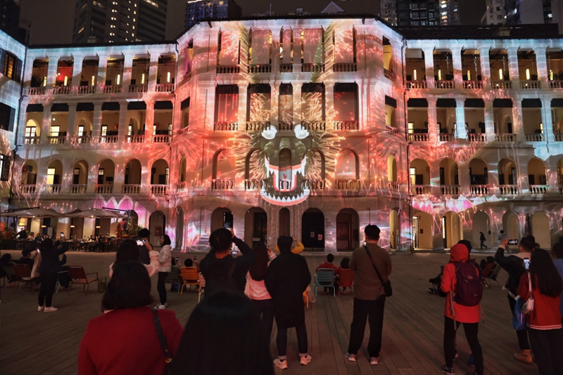 香港大館上演巨龍光雕投影《龍之歌》添節慶氣氛