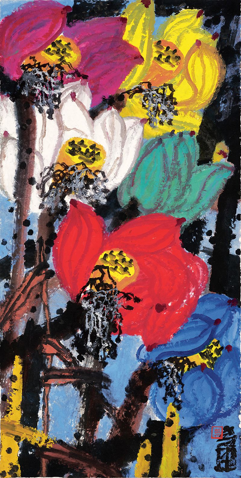 六色芙蕖139cm×70cm纸本设色2022年.jpg