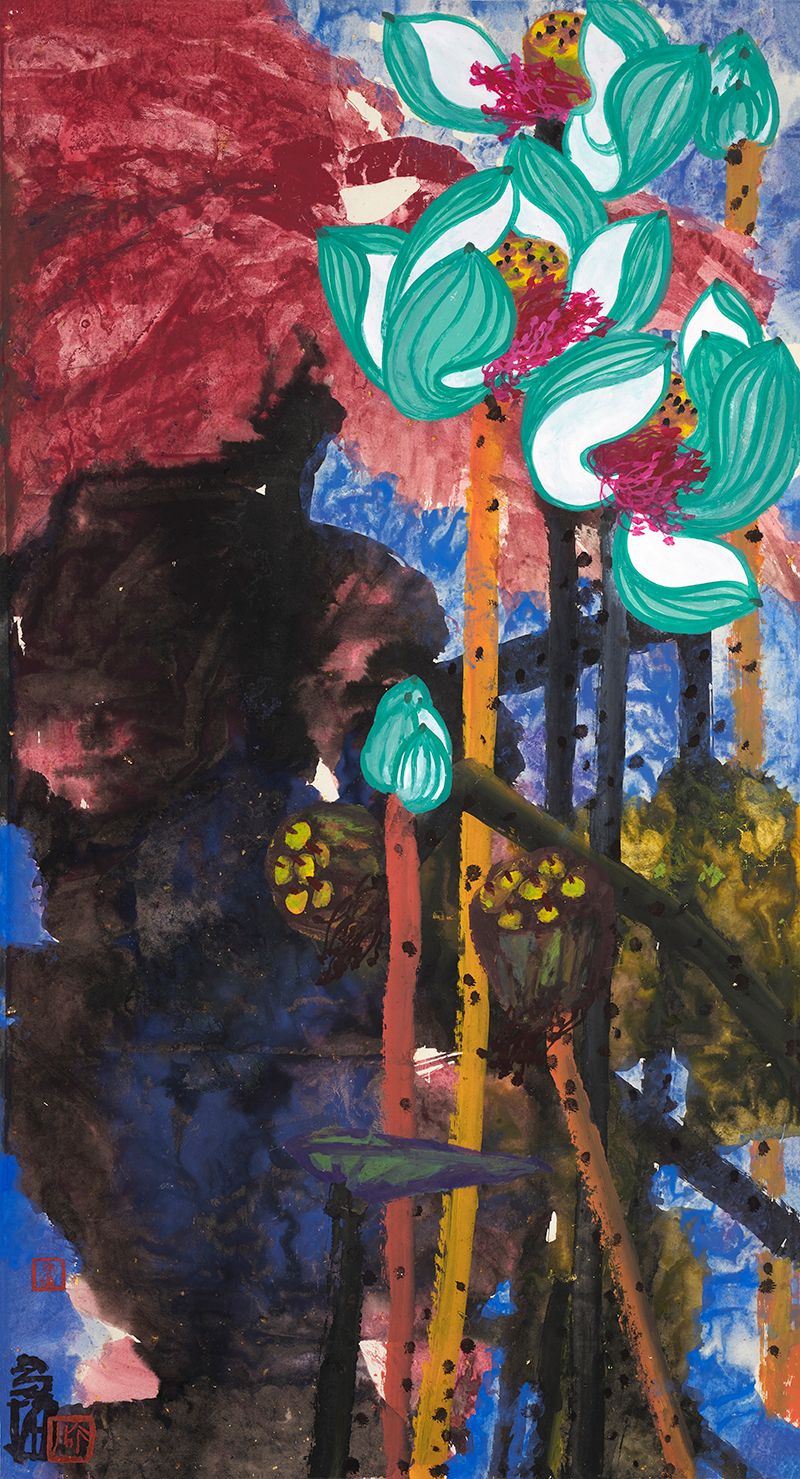 月白淡芙蓉183cm×98cm纸本设色2024年蔡寅坤作.jpg