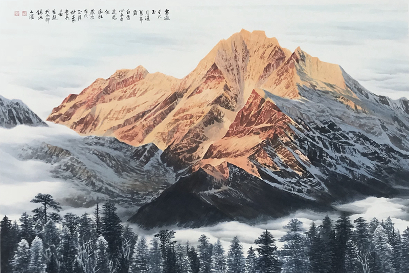 雄美壯麗 四川畫家李兵水墨雪山畫展震撼南京