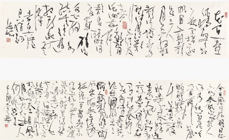 李白诗《月下独酌》一首草书四尺横条                     李白诗《拟古十二首》之二首（今日风日好…）行草书六尺横条 - 副本.jpg